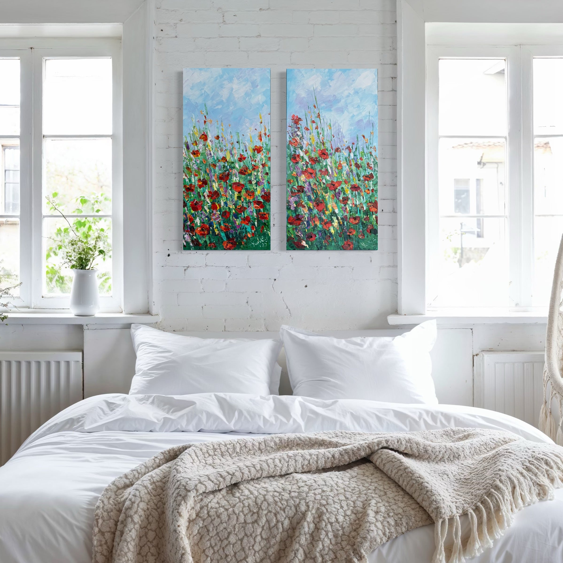 Fields of Joy diptych 24x24 in