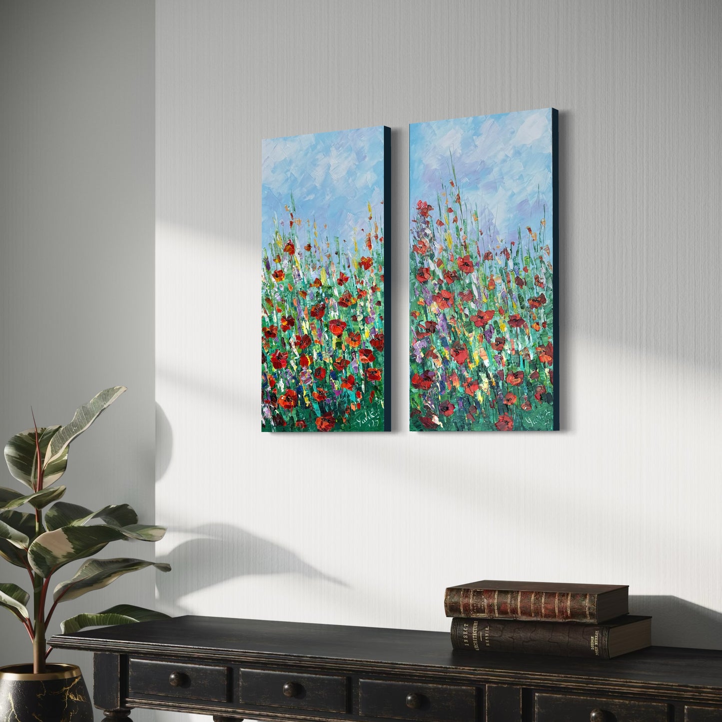 Fields of Joy diptych 24x24 in