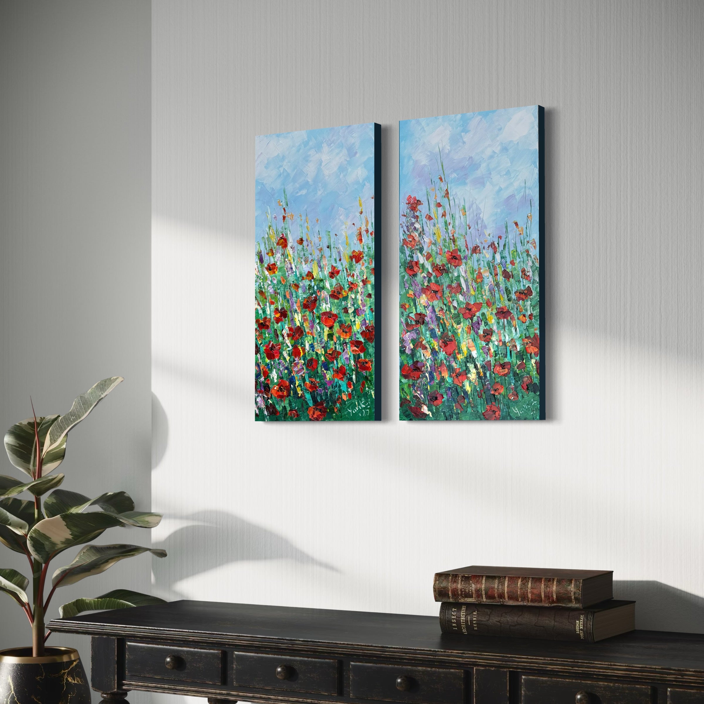 Fields of Joy diptych 24x24 in