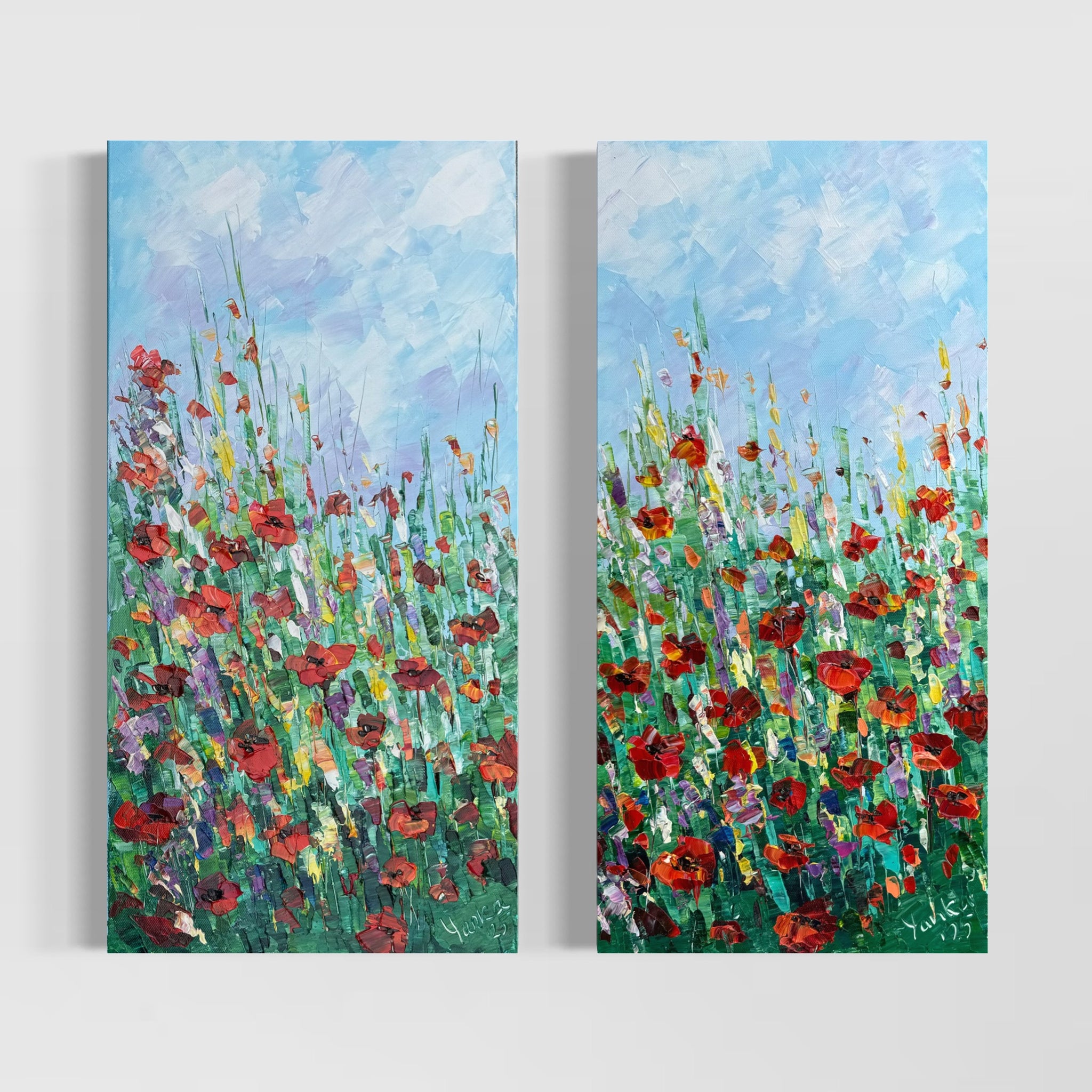 Fields of Joy diptych 24x24 in